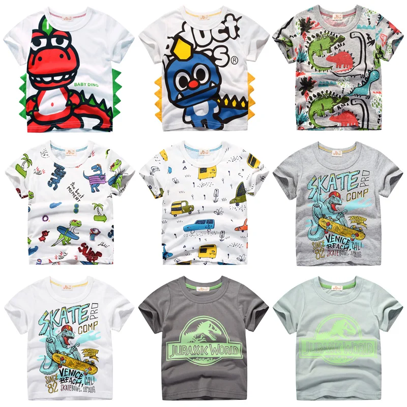 INPEPNOW/детская футболка для мальчиков, коллекция года, футболка для мальчиков и девочек с принтом динозавра, топы с рисунками, Детская футболка, одежда для детей возрастом от 5 до 14 лет