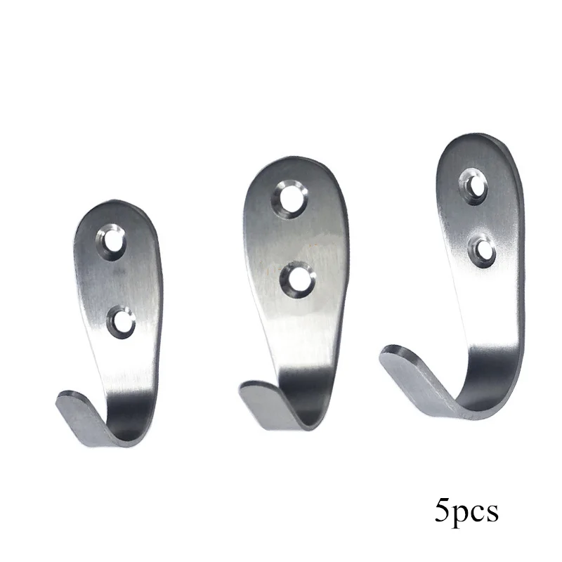

5pc Stainless Steel Keys Holder Wall Home Hook Clothes Hat Hanger Home Decoration Accessories for Bathroom Wall Towel Rack Hook