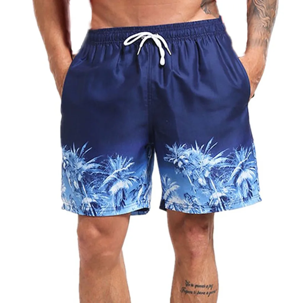 CHAMSGEND шорты мужские с принтом кокосовой пальмы пляжные шорты с эластичной резинкой на талии мужские шорты для плавания летние