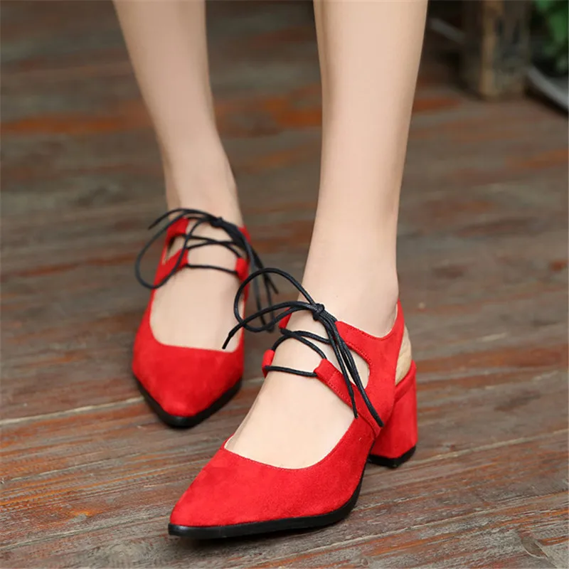 2016 Summer Hot Sexy Pointed Toe font b Women b font Pumps Square Heels Shoes High