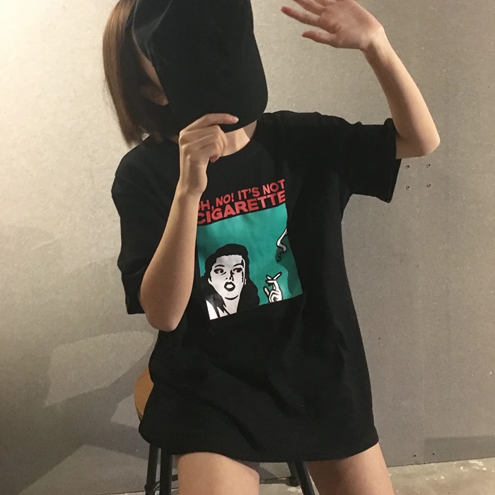 

Korean Style Character Printed Letter All Match Loose Oversize Basic Short Sleeve Female T-shirts