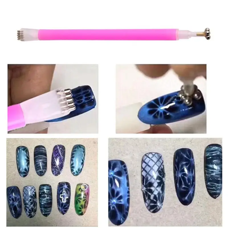 Дизайн ногтей, магнитная ручка, двойная головка, цветок сливы, изображение, палочка, сделай сам, волшебный 3D УФ Магнитный Гель-лак, лак, кошачьи глаза, красота, аксессуары для ногтей