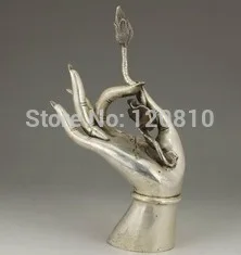 

Chinese Old Good Copper Handwork Carving Buddha Kwan-yin Collectable Hand Statue