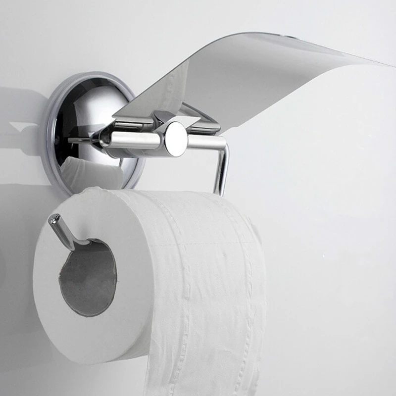 Modern Vacuum Suction Cup Toilet Tissue Holder Wall Mount Removable Roll Paper 