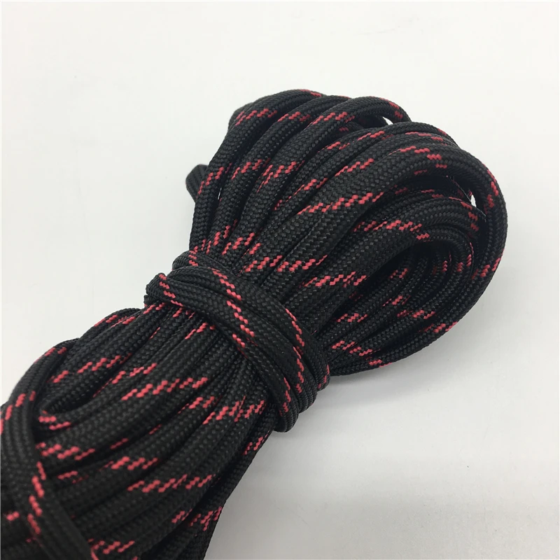 

10yds Paracord 550 Parachute Cord Lanyard Rope Mil Spec Type III 7 Strand Climbing Camping Survival Equipment #Black+Red