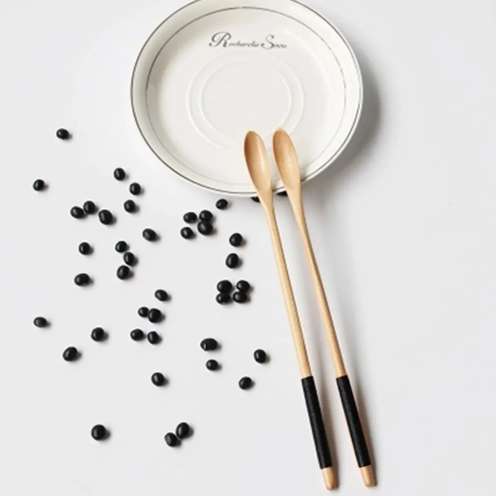 Японская кофейная ложка с длинной ручкой, креативная деревянная посуда, палочка для перемешивания молока, чая, молока, меда, Маленькая деревянная ложка