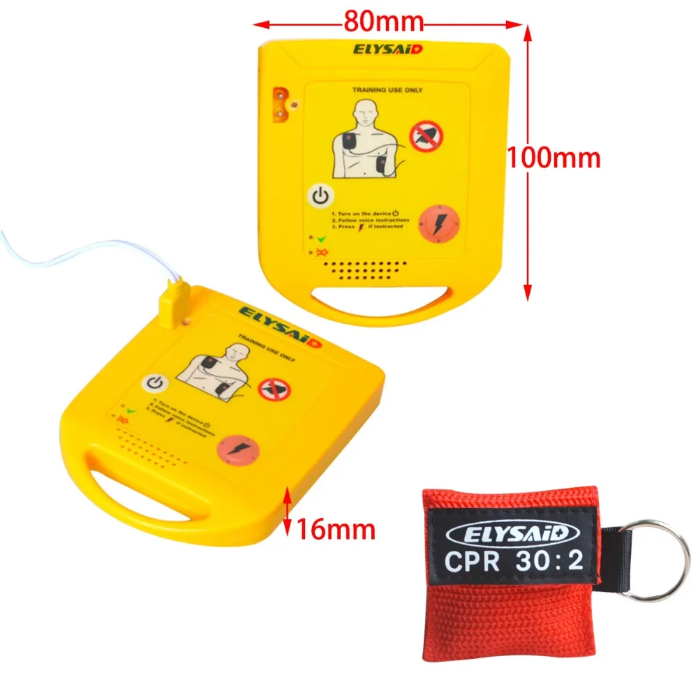 1set New French Mini AED Automated Cardiopulmonary Resuscitation Training Device +1pcs 30:2 Cpr Face Shield With Ring Key