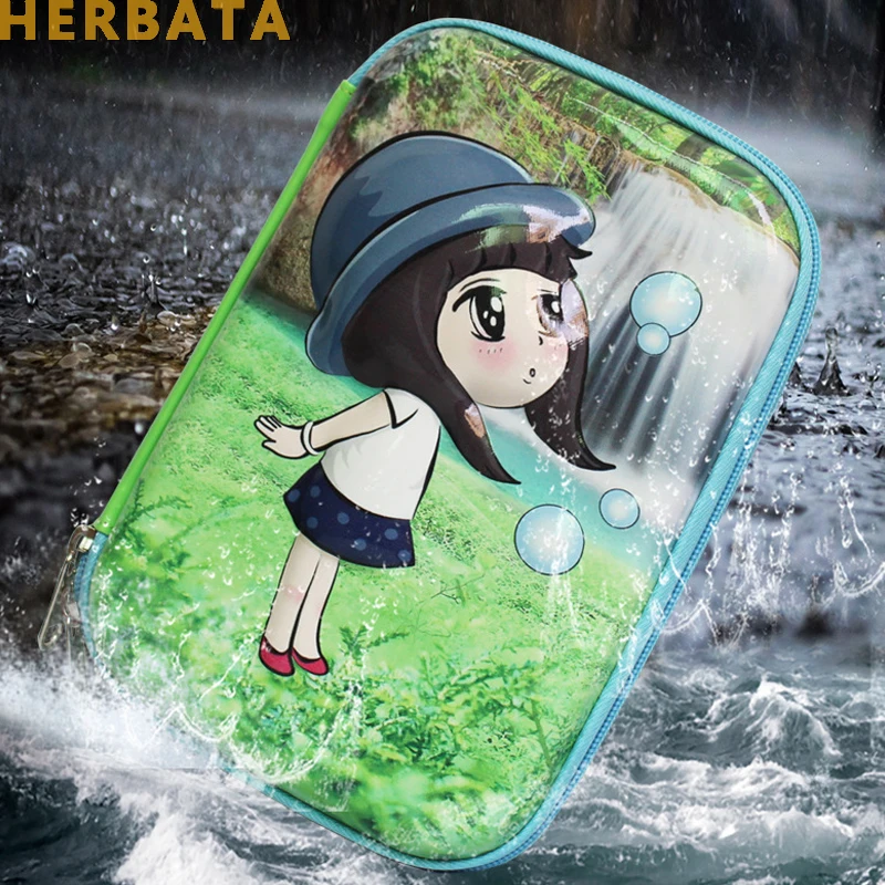 

New EVA Large Capacity Pencil Case Cartoon Print Pencil Case Girl Stationery Gift Cute Pencil Box Escolar Papelaria CL-1919