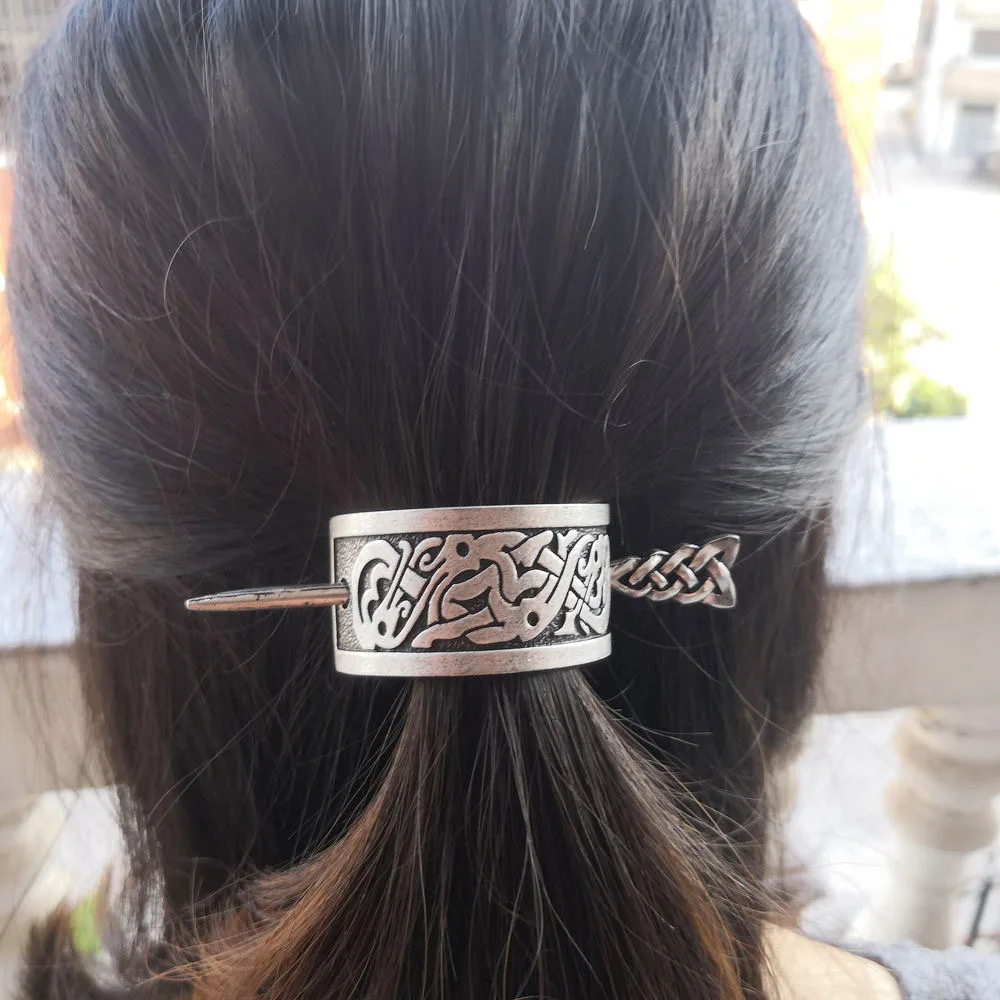 

1pcs Norse Viking Celtics Style Double Dragon Hairpin Hair accessory
