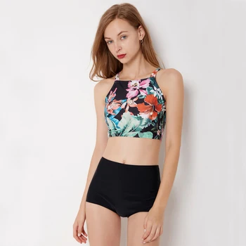 

Women Bikini Swimsuits Swim Wear Bathing Suit African Print Biquini Large Two Piece Neck Swimwear