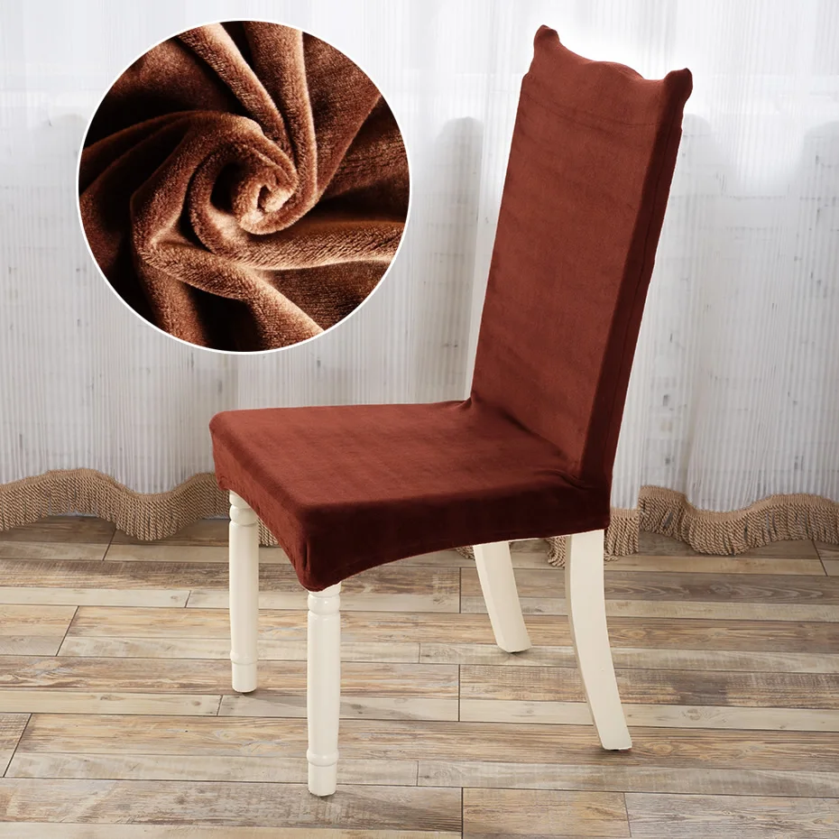 Lellen Velvet Fabric universal Chair Cover solid color Thick seat Chair