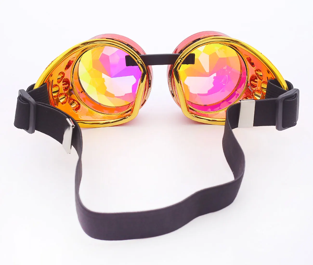 Hotselling Kaleidoscope Rainbow Crystal Lenses Steampunk Goggles EDM Glasses Gothic Cosplay Goggles Eyewear Vintage Halloween