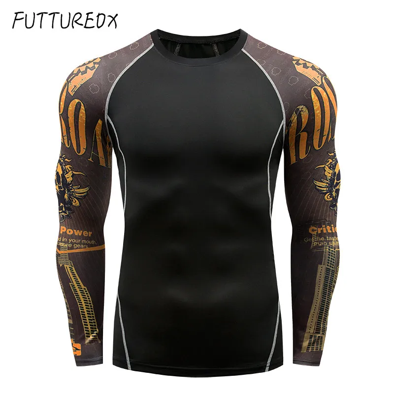 High stretch 2018 men's T-shirt MMA skull long-sleeved T-shirt men's compression shirt fitness bodybuilding sportswear suit High stretch 2018 men's T-shirt MMA skull long-sleeved T-shirt men's compression shirt fitness bodybuilding sportswear suit