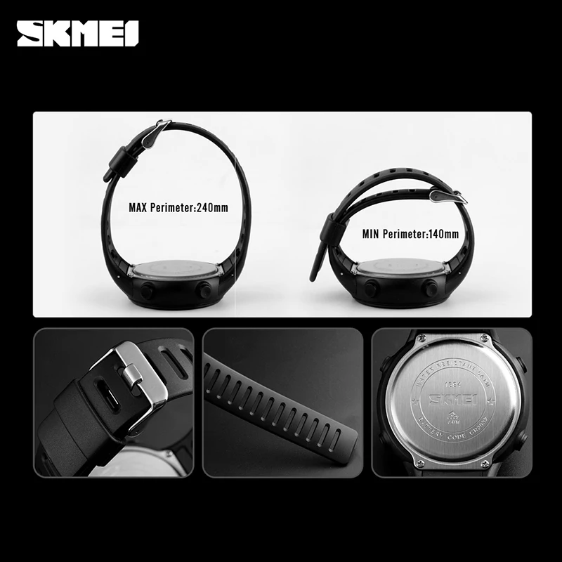 SKMEI Для мужчин спортивные часы светодиодный световой 50 м Водонепроницаемый