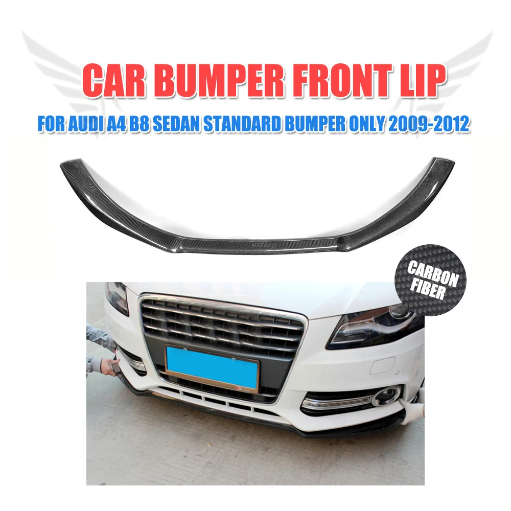

carbon fiber car front bumper lip Spoiler Chin for Audi A4 B8 Standard 2009-2012 Non-Sline Bumper FRP Unpainted