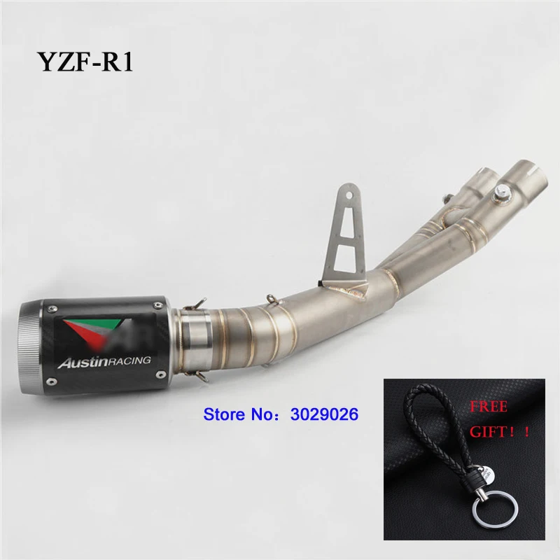 

Slip On For Yamaha YZF R1 2015 2016 2017 Motorcycle Modified Muffler Set with Middle Link Pipe Tube Full System Sticker