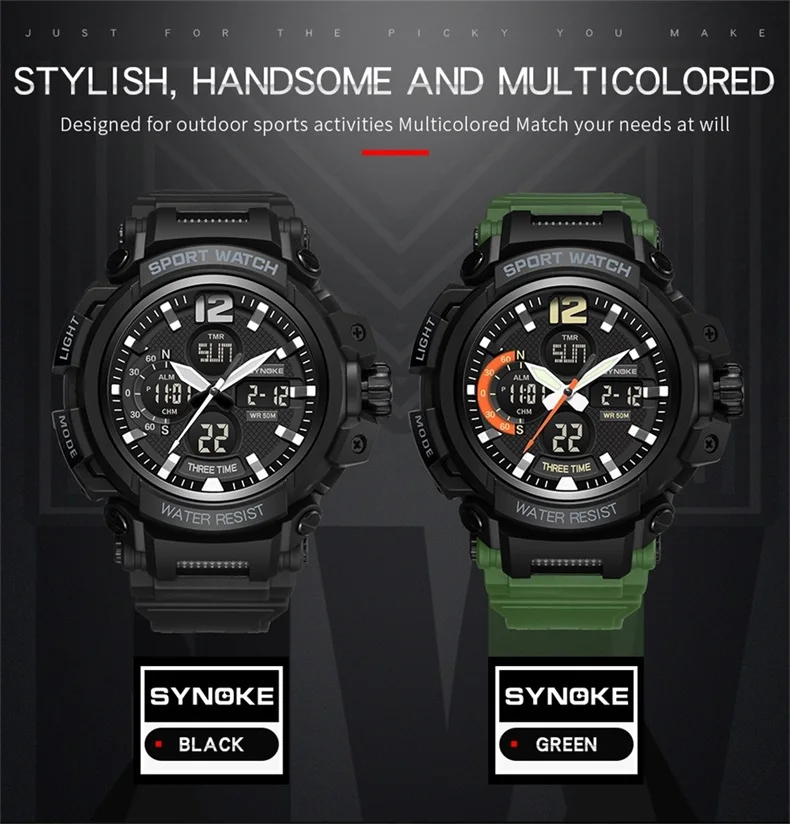 SYNOKE спортивные часы водостойкий будильник для мужчин s часы Топ 10 бренд Военная Униформа цифровые светодиодные спортивные для мужчин