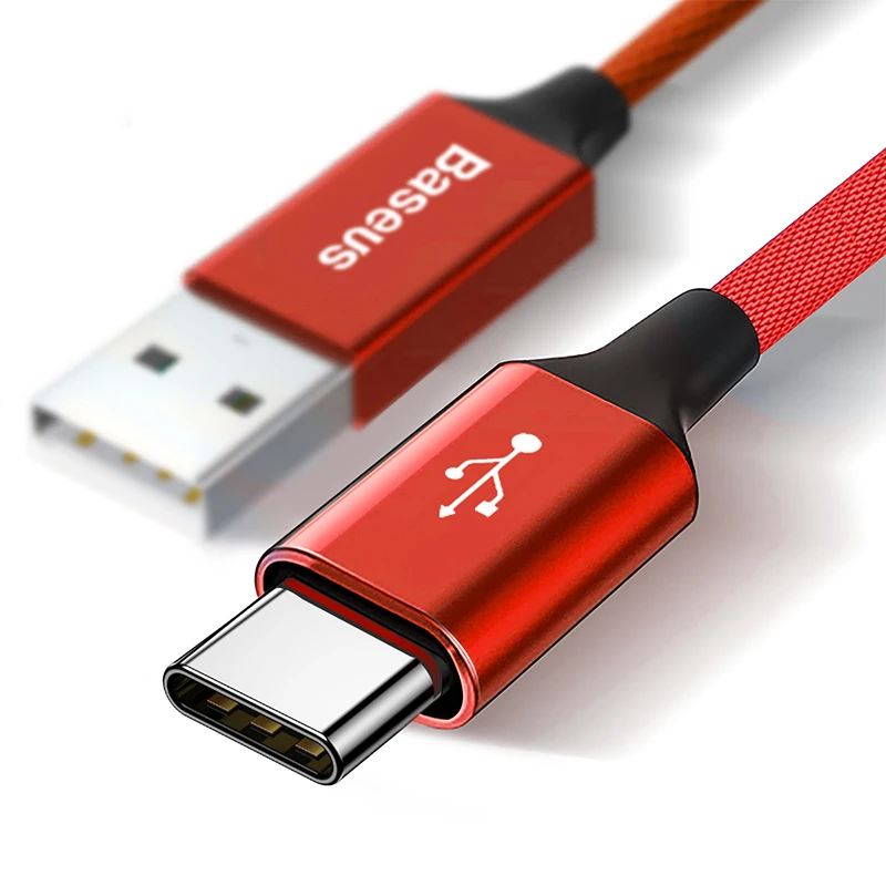 Baseus 5 м USB C кабель 3A Быстрая зарядка зарядное устройство usb type C USB-C кабель для Xiaomi Mi 9 8 samsung S10 S9 Oneplus 6t type-C зарядное устройство - Цвет: Red