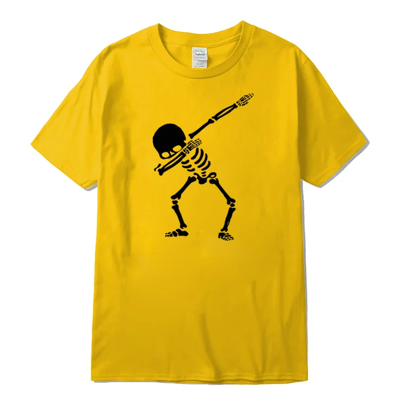 Хлопок, высокое качество, Мужская футболка с коротким рукавом и принтом черепа, повседневная Летняя мужская футболка с круглым вырезом - Цвет: Yellow