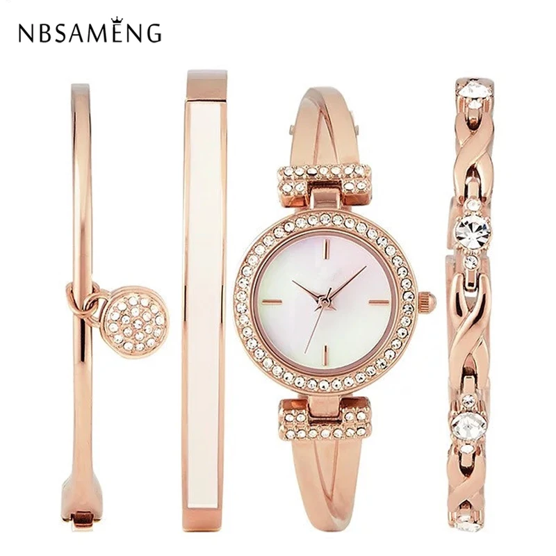 Luxury Women Ladies Watches 2017 Alloy Rose Gold Jewelry Bracelet Wristwatch Women Dress Popular Watch Set 4pcs Relogio Feminino Luxury Women Ladies Watches 2017 Alloy Rose Gold Jewelry Bracelet Wristwatch Women Dress Popular Watch Set 4pcs Relogio Feminino