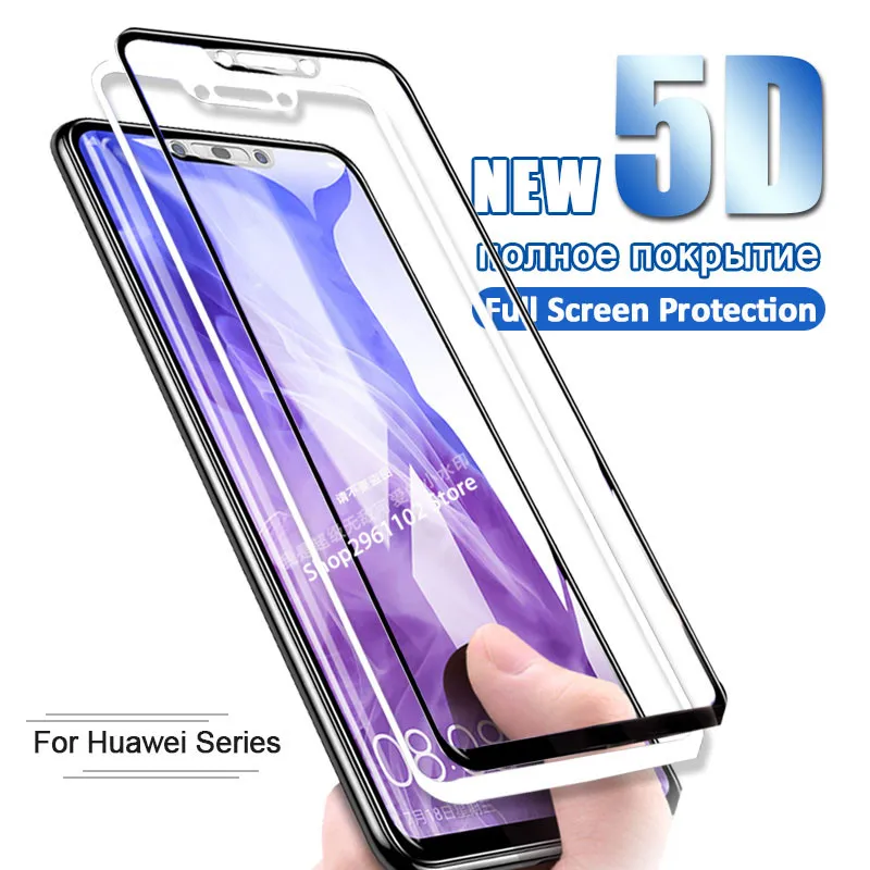 

5d full cover for huawei y5 y6 y7 prime 2018 nova 3 3i protective glass on the huawei honor 7c 7a pro 9i play tempered glas film