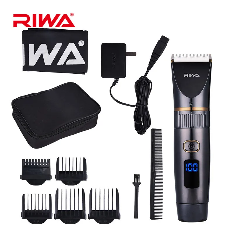 Riwa профессиональная Водонепроницаемая электрическая машинка для стрижки волос Беспроводная перезаряжаемая машинка для стрижки волос светодиодный дисплей машинка для стрижки волос 43