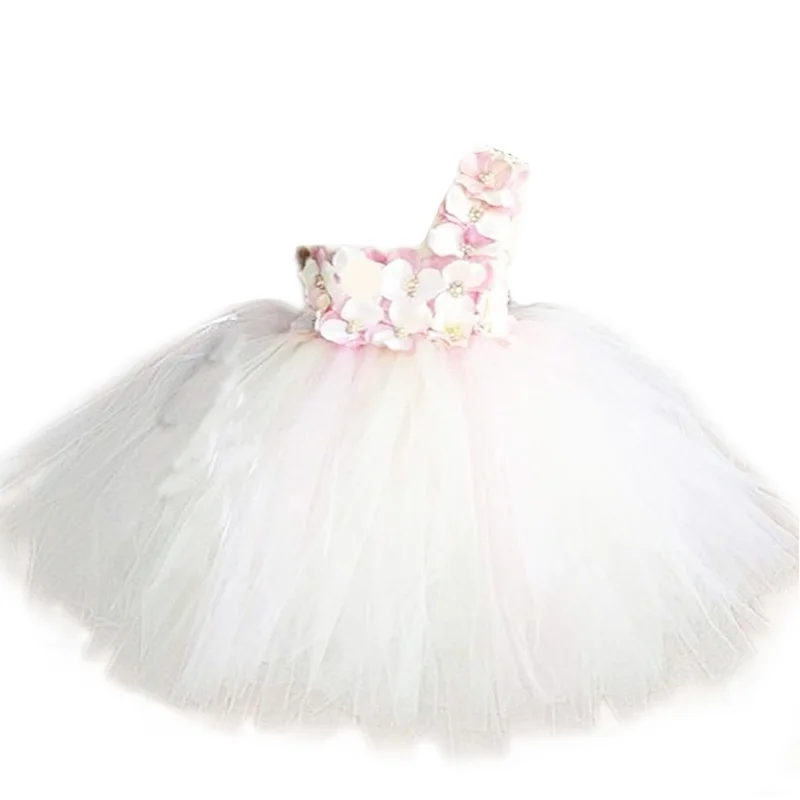 2016 Pink fluffy dress toddler birthday wedding party child bridesmaid for baby girls tutu