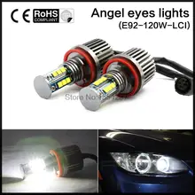 Высокой Мощности Без Ошибок Для BMW E92 H8 120 Вт LED Angel Eyes Halo Кольцо Лампочки