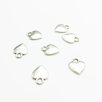 

30pcs/lot Charms 10.5*13.5mm Smooth Heart Shape Silver Color Charm Pendants Jewelry Accessories Findings