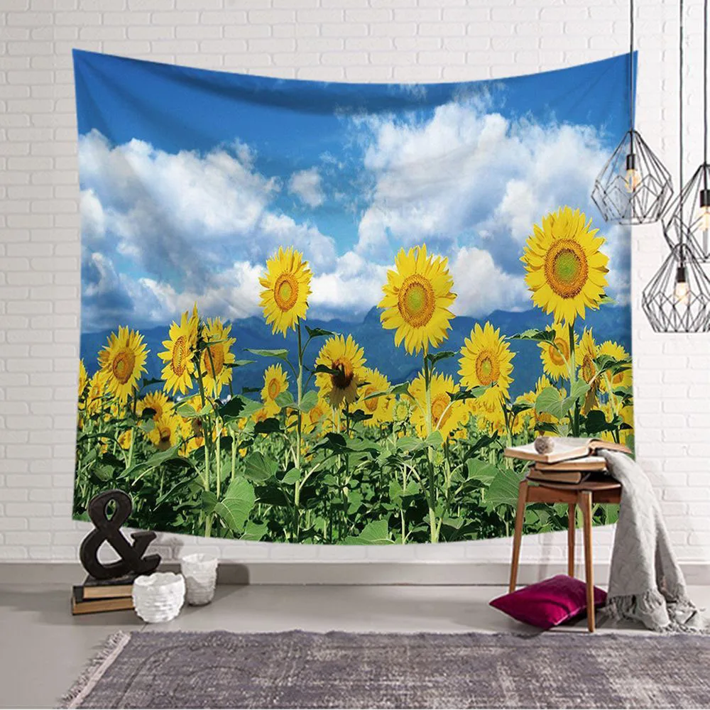 Cilected 3D Sunflower Printing Tapestry Wall Hanging Flower Mural Wall ...