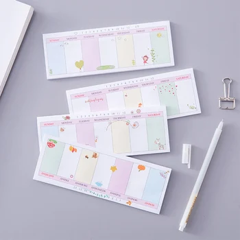 

Kawaii Cute Weekly Plan Paper Scrapbooking Stickers Sticky Note Stationery School Supplies Memo Pad Notebook Notepad