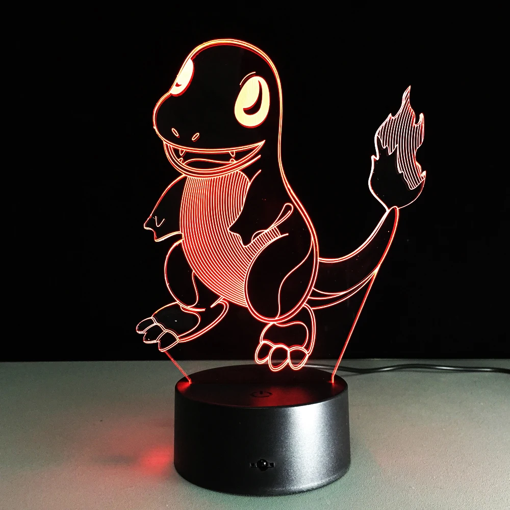 POKEMON PIKACHU EEVEE CHARMANDER светодиодная Ночная лампа красочная кровать Лампа Домашнее