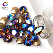 Супер красота мелкий дым Райский цвет K9 стекло Кристалл 3D дизайн ногтей камень, остроконечные Rhinstones для diy 50 шт./лот