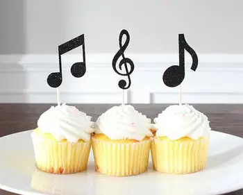 

glitter music notes birthday cupcake toppers wedding bridal shower party decoration doughnut dessert picks