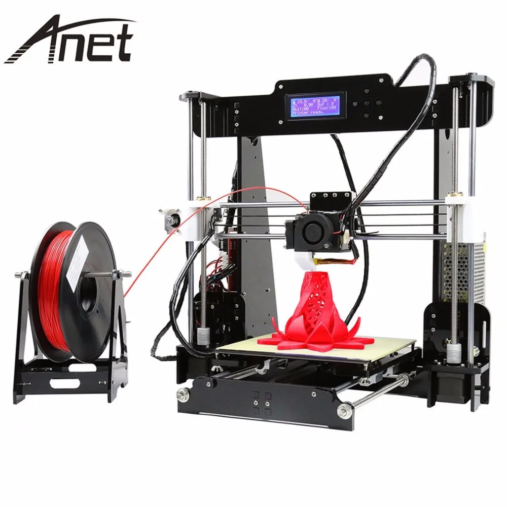 

Anet A6 A8 Full Acrylic Frame 3D Color Printing Printer DIY Kit Filament SD Card LCD Screen Display i3 +16GB Card