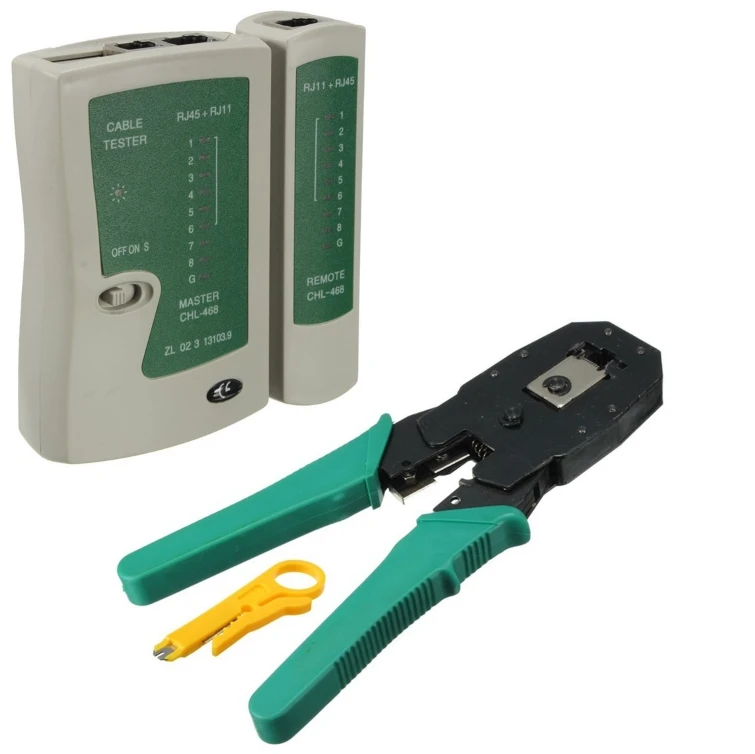 

PC Networking Tool Portable LAN Network Tool Kit Utp Cable Tester AND Plier Crimp Crimper Plier With Plug Wire Stripper Clamp