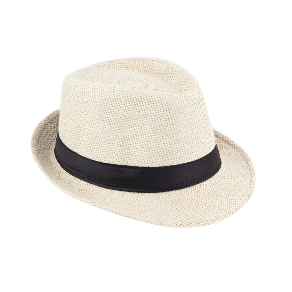 

Women Straw Sunhat Summer Beach Fedora Trilby Gangster Hats Cap Straw Panama Style Packable Travel hat Female Male Fedoras Hot