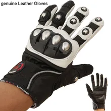 Pro-biker de cuero genuino guantes de moto moto de enduro moto protector engranajes motocross guantes guante azul rojo blanco m, l, xl