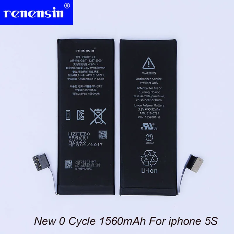 Смартфон аккумулятор 1560 мАч Ёмкость 0 циклов batteria для iphone 5S литий-полимерный замены батареи + инструмент стикер 10 шт./лот