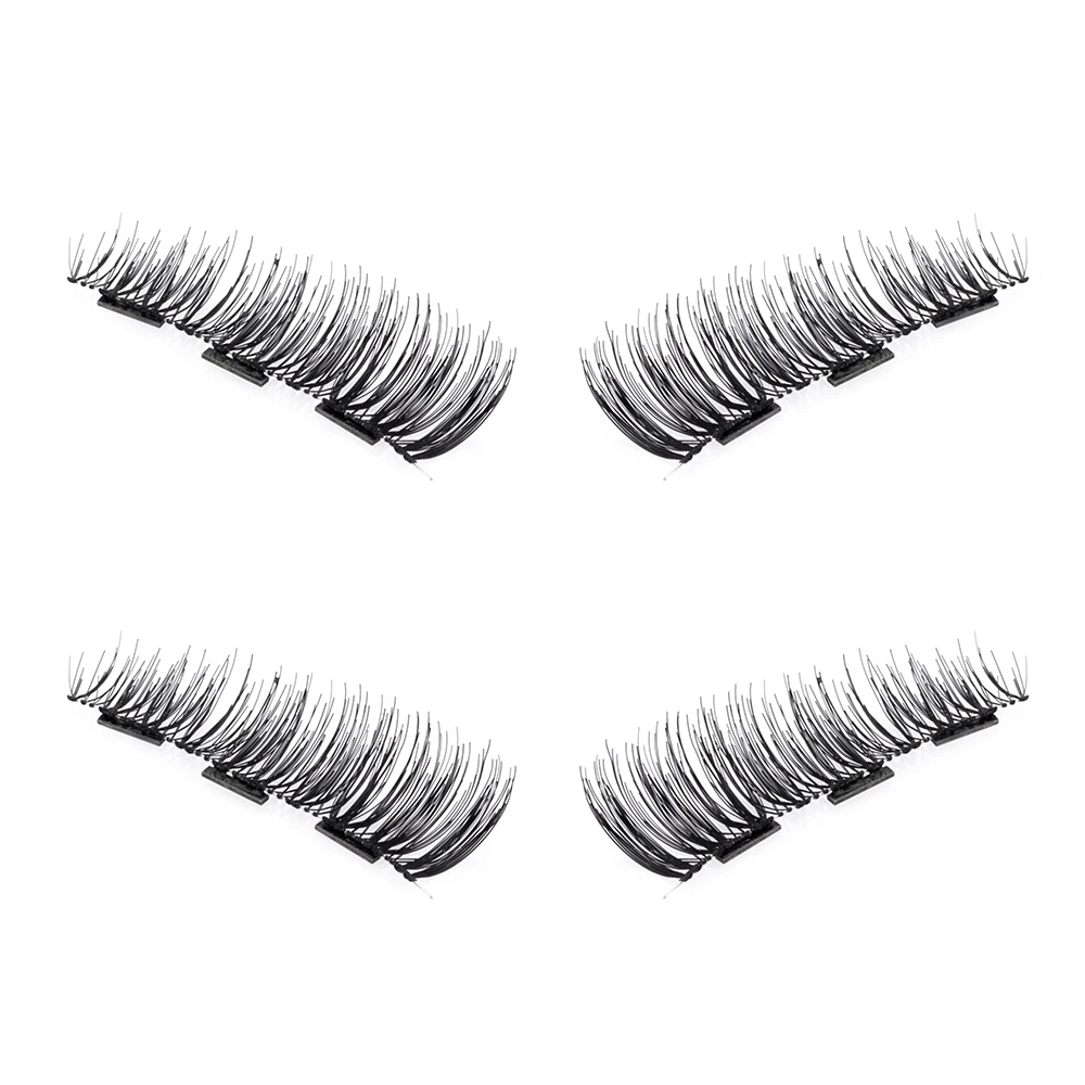 

TOMTOSH 2 Pair = 4 Pcs Ultrathin Magnetic Eyelashes 3D Reusable Fake Extension Eyelashes Black Three Magnetic Magnet Models