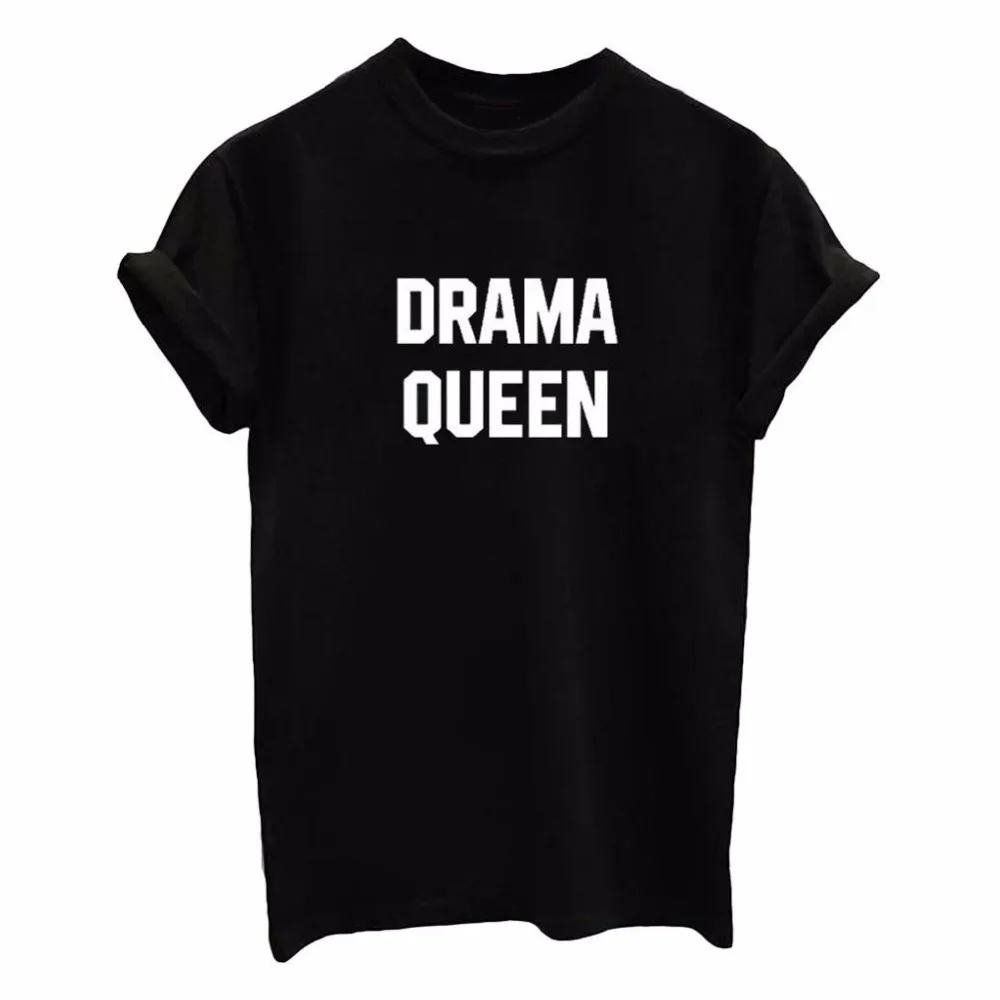 Женская футболка с коротким рукавом и надписью DRAMA QUEEN повседневная свободная