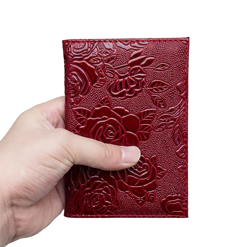  RED Three-dimensional embossed rose PU Leather women Travel Passport Holder Embossing Passport Cove - 32935051650