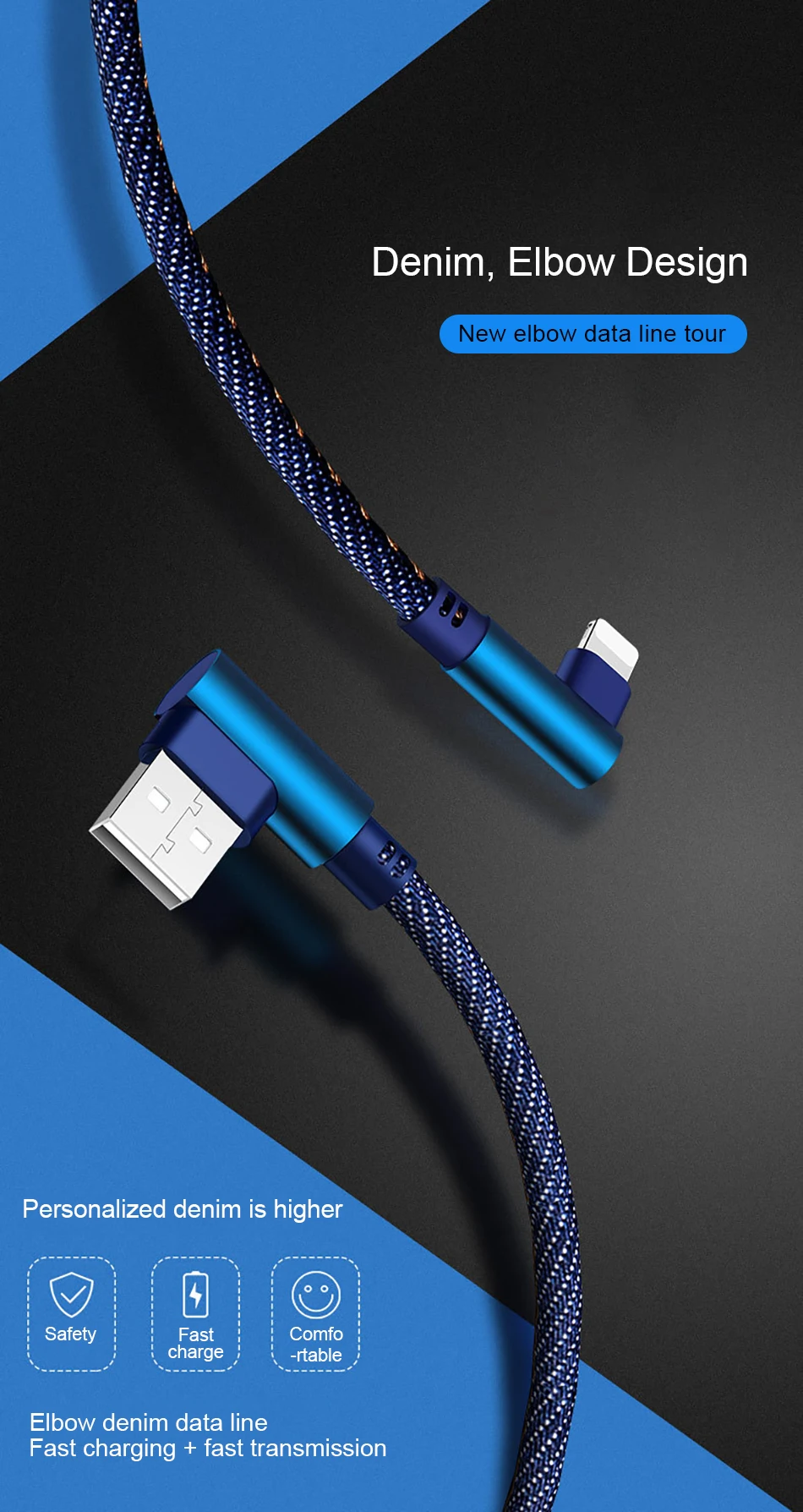 NOHON 90 Degree Fast Charging Data Cable Lighting For iphone XS MAX X XS XR 8 7 6S 6 5S 5C 5 Plus Phone Long Charger Cord 1M 2M (1)