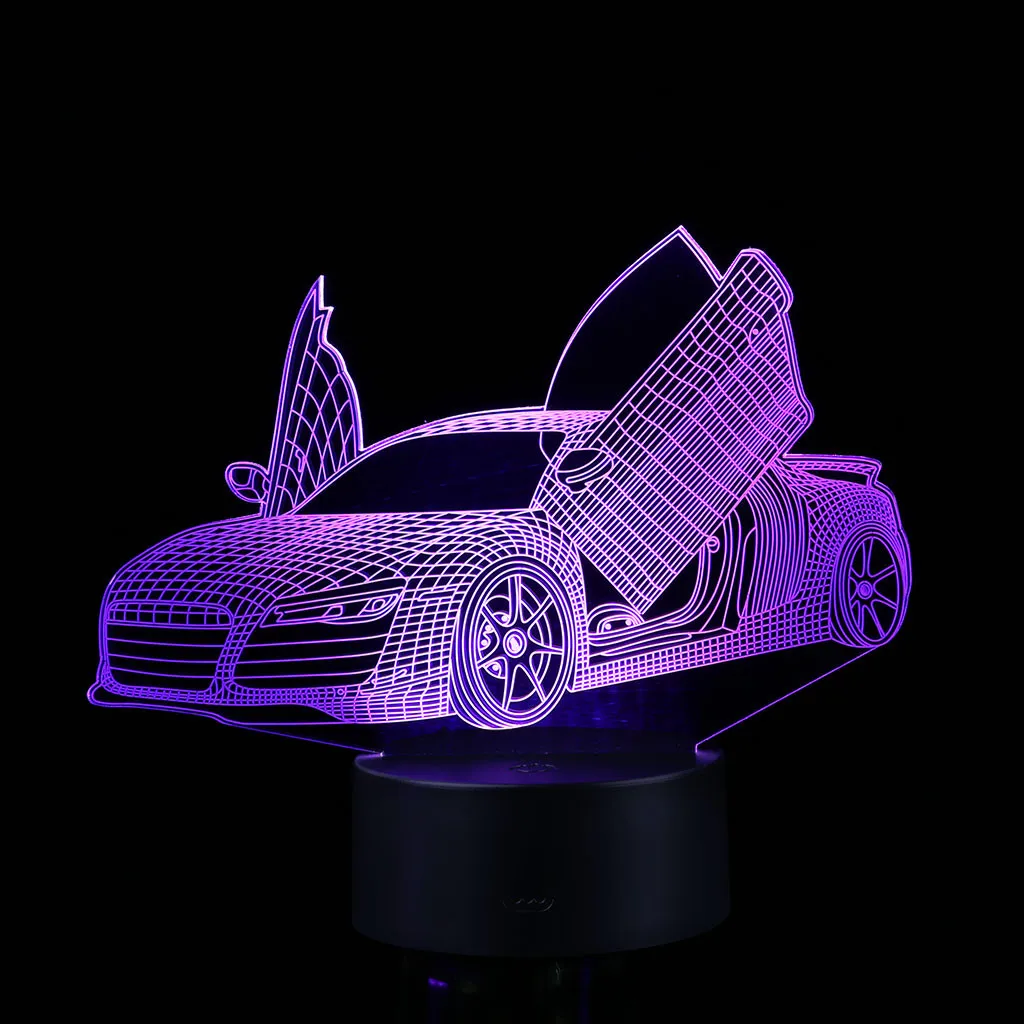 Креативный 3D модель автомобиля ночник 7 светодио дный ных цветов меняющий стол украшение стола специальный ночник 3d луна лампа