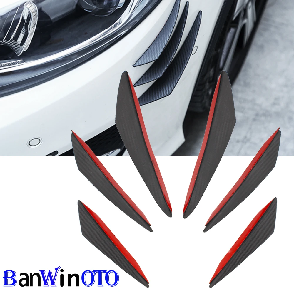 

6pcs/set Universal Fit Front Bumper Lip Diffuser Splitter Fins Body Spoiler Canards Valence Chin Car Tuning Canard FD003