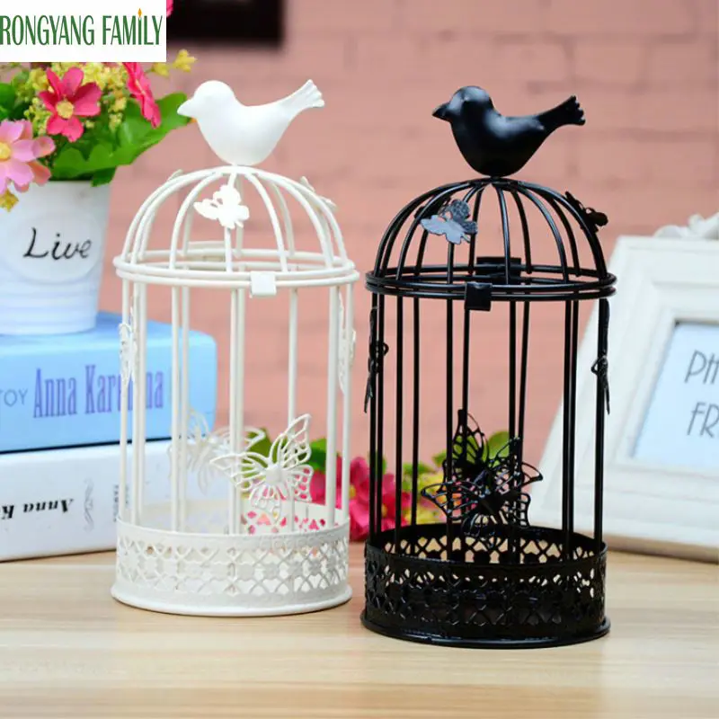 European Black Candlesticks Wedding Iron Birdcage Candle Holders Retro BIRD Candle Holders