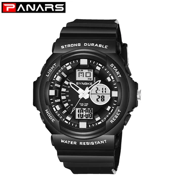 

PANARS Watch Men Luxury 50M Waterproof Military Dual Time Sports Watches PU Strap Luminous Alarm Clock Wristwatch Mens 2019