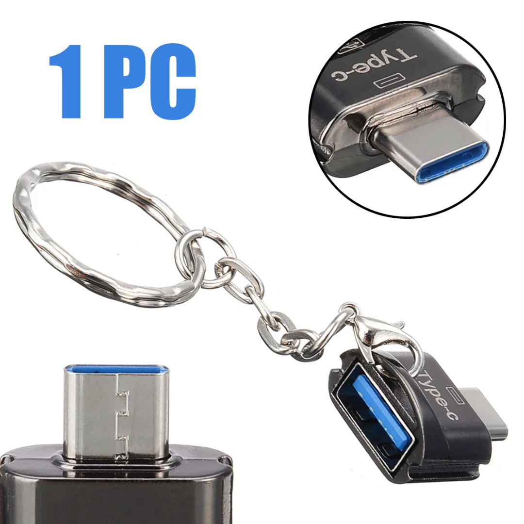 

Portable Mini Metal USB 3.1 Type C Male To USB 2.0 A Female OTG Data Converter Adapter with Key Chain Silver/Black/Rose Gold
