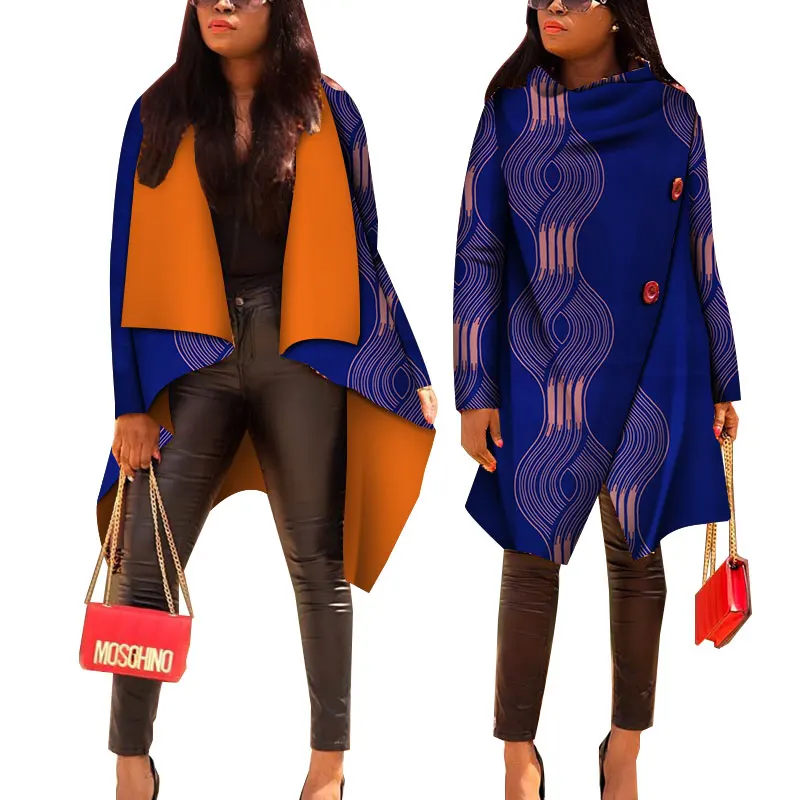 Women African Tops African Print Cotton Casual Coat Women Bazin Riche Trench Coat Lady Traditional African Clothes WY4715