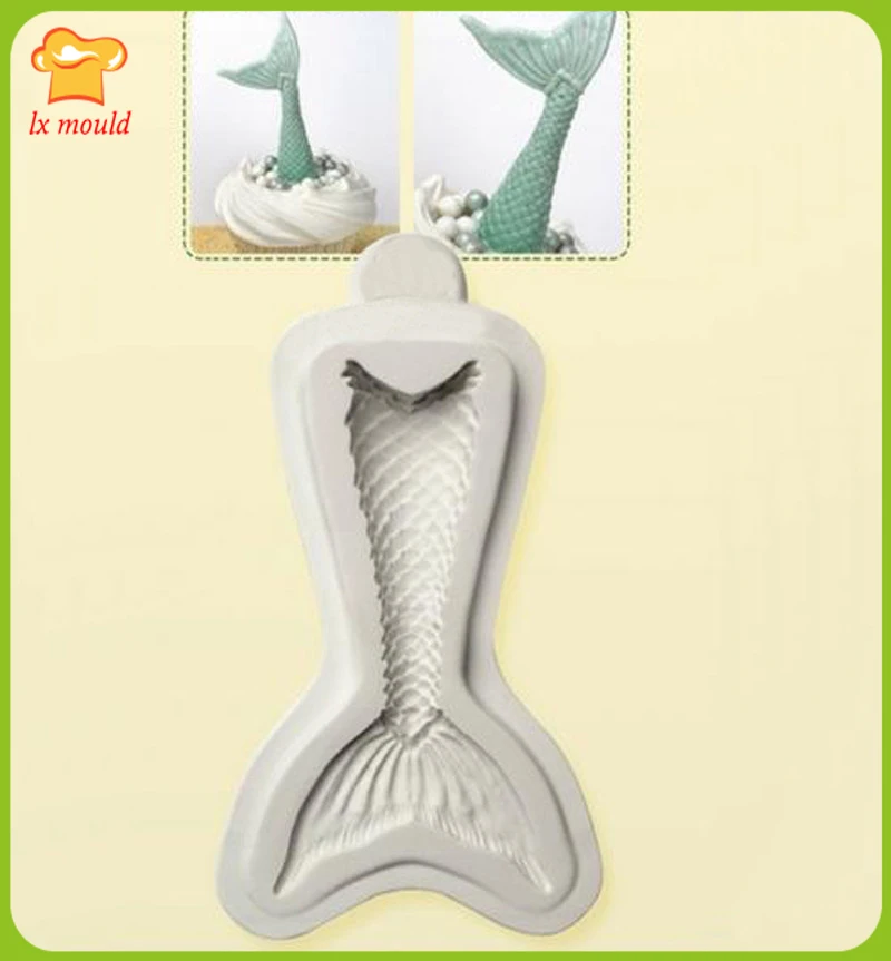 

New 2D Mermaid Fondant Cake Silicone Mold Fish Tail Dry Pez Shape Chocolate Mold